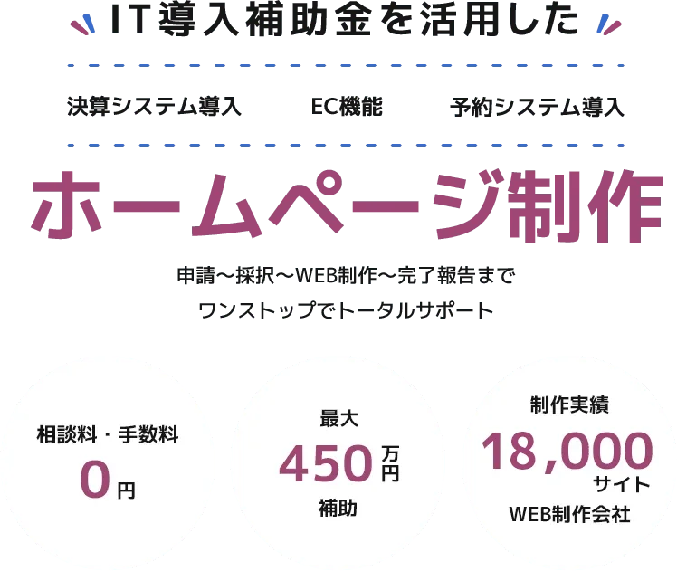 IT導入補助金を活用した【決算システム導入】【EC機能】【予約システム導入】ホームページ制作