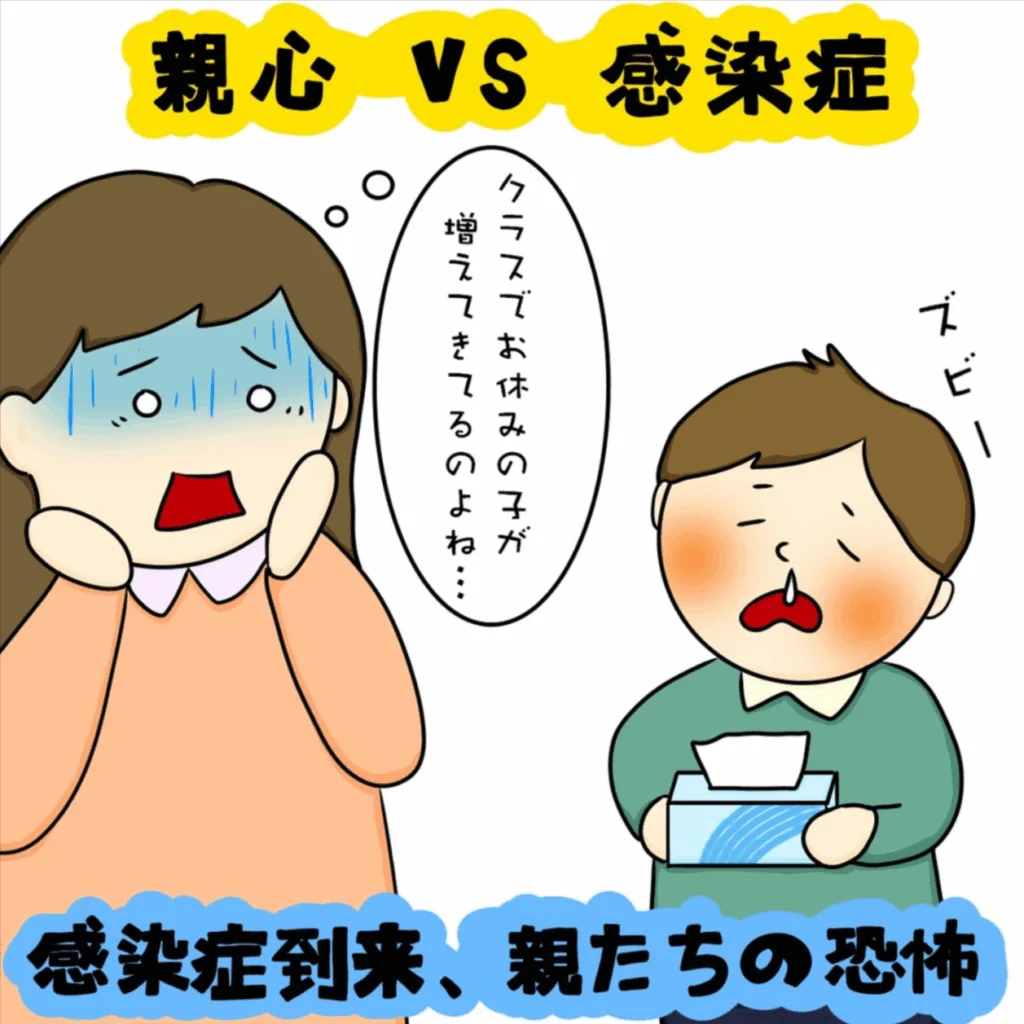 見えない敵との闘い！ 親心 V.S. 感染症｜株式会社アイウェイヴらくがきコラム