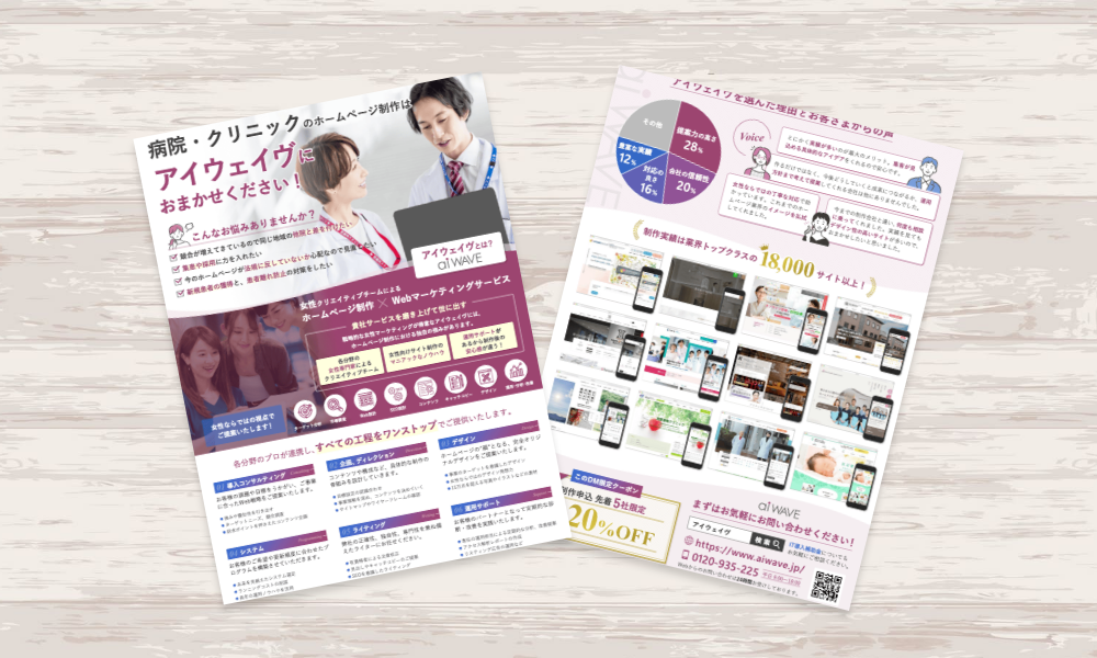 パワーポイントで作成したWeb制作会社のサービス紹介チラシ｜株式会社アイウェイヴ パンフレット制作・リーフレット/チラシ作成