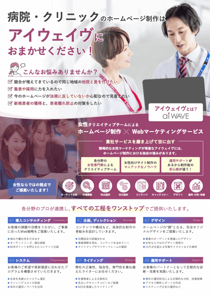 パワーポイントで作成したWeb制作会社のサービス紹介チラシ｜株式会社アイウェイヴ パンフレット制作・リーフレット/チラシ作成